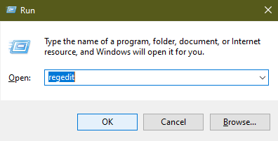 run regedit

