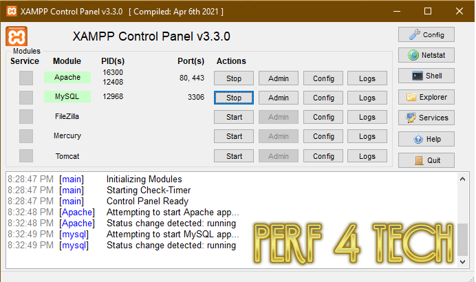 xampp control panel