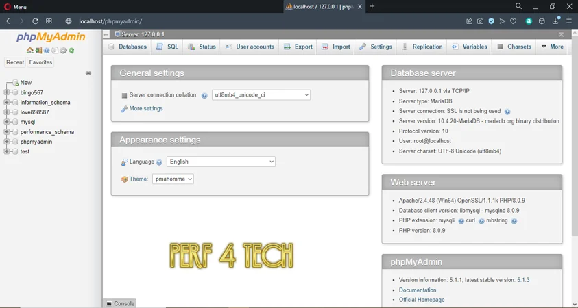 Getting to PHPMyAdmin Main Page