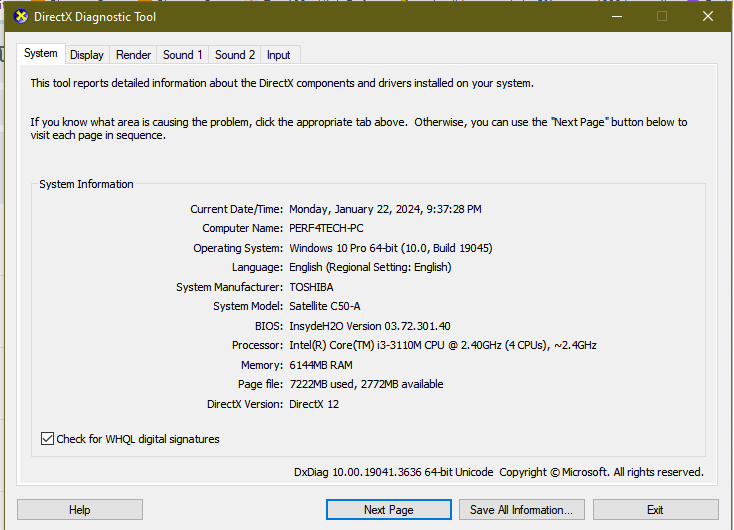direct x Diagnostic Tool